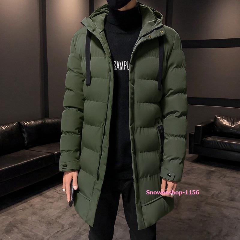 เสื้อขนเป็ดผู้ชายสามส่วน เสื้อโค้ทผู้ชายทรงเบสิค สีพื้นผ้าโพลีเอสเตอร์เคลือบสารสะท้อนหยดน้ำไม่เปียก กันหนาวใส่ติดลบ มี 3 สี