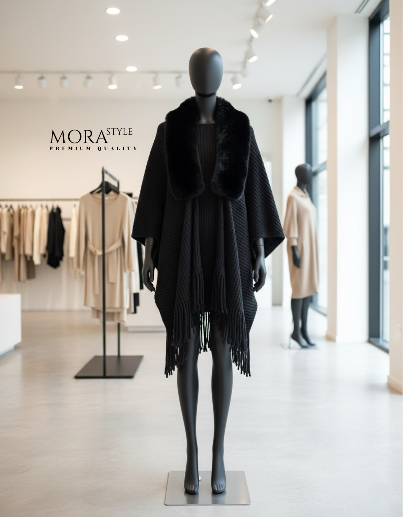 ผ้าคลุมไหล่แต่งขนเฟอร์ เพิ่มความเก๋ในการแต่งตัวกันค่ะสาวๆ จะคลุมแฟชั่นหรือเพิ่มความอบอุ่นได้หมดเลยนะค่าา เป็นอีกรุ่นที่ปีใหม่นี้ต้องมีค่าา