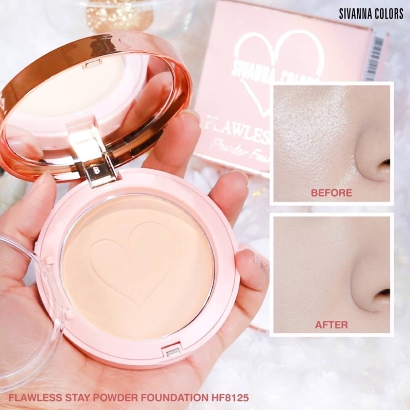 Sivanna Flawless Stay Powder Foundation : HF8125 แป้งพัฟหัวใจ ผสมรองพื้น แป้งพัฟ
