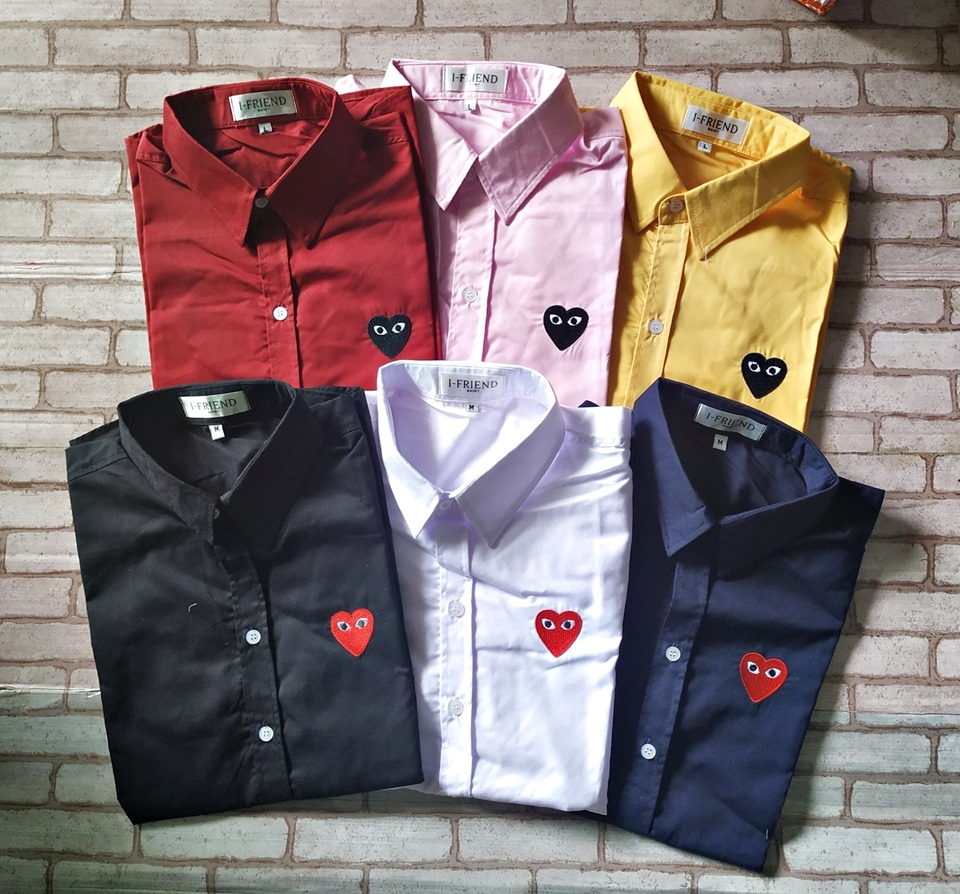H1-6 เสื้อเชิ้ต แขนยาว ผู้ใหญ่ เสื้อคู่รัก