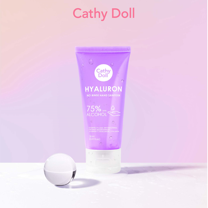 Cathy Doll Hyaluron No Rinse Hand Sanitizer 50ml เจลทำความสะอาดมือ 75% เคที่ ดอลล์