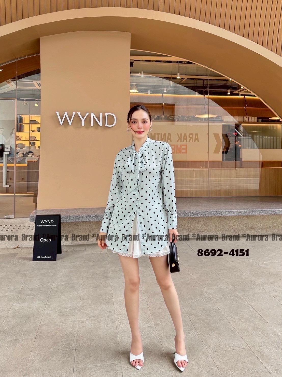 Label :: AURORA by RAMI-PAPHA Set เสื้อทรงใส่สบายๆ ลายจุด สวยหวาน กระดุมหน้าแกะใช้งานได้จริง ด้านหน้าผูกปรับได้ **เนื้อผ้านุ่มสวมใส่สบาย +++มาพร้อม กระโปรงดีเทลเก๋ แมชกันได้อย่างลงตัว ช่วงเอวมีสม๊อคยืดหยุ่นตามลำตัว ซับในกางเกง