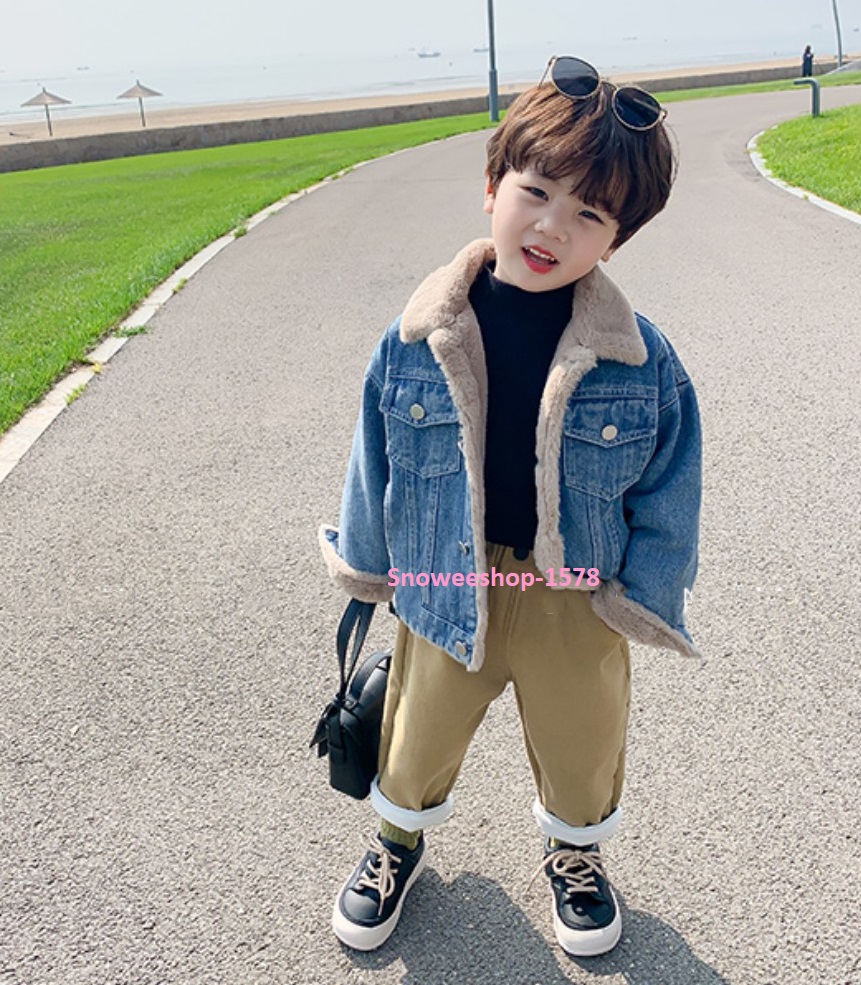 แจ็คเก็ตขนแกะเด็กชาย เด็กผู้หญิง แจ็คเก็ตยีนส์เด็กใส่กันหนาว กันลม กันหิมะได้ บุขนแกะสังเคราะห์หนาใส่แล้วไม่คัน นุ่มนิ่มทั้งตัวใส่ได้ทั้งเด็กผู้หญิงและเด็กผู้ชายไซ 80 ถึง 140