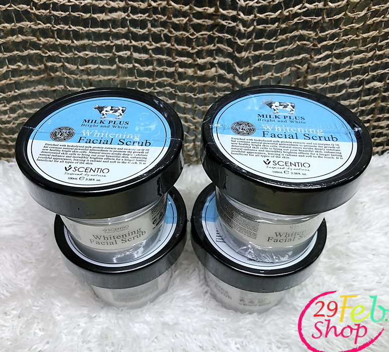 Scentio Milk Plus Bright and White Facial Scrub เซนทิโอ มิลค์พลัส ไบร์ แอนด์ ไวท์ เฟเชียล สครับ 100 ml