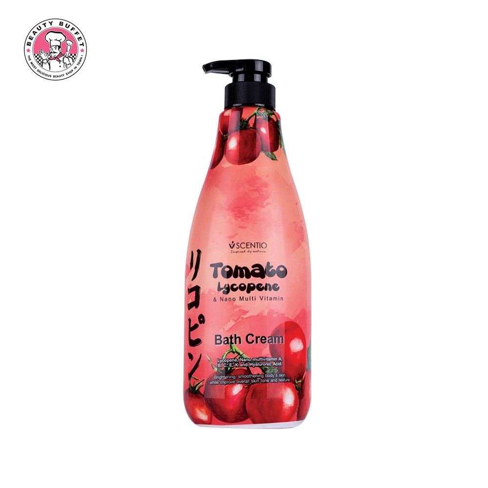 BEAUTY BUFFET SCENTIO TOMATO LYCOPENE&NANO MULTI VITAMIN BATH CREAM 700 ml บิวตี้ บุฟเฟ่ต์ ครีมอาบน้ำมะเขือเทศ ไลโคปีน