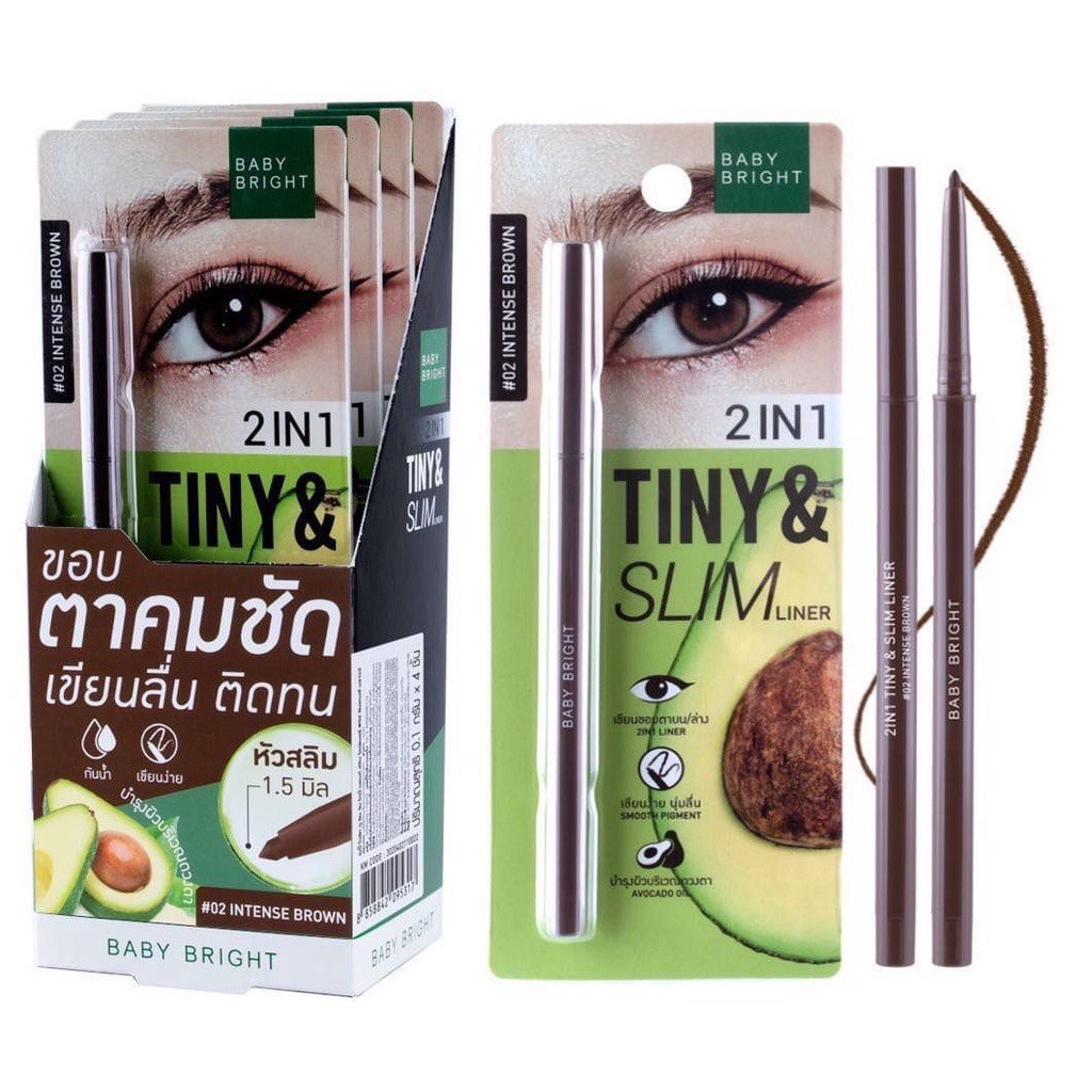 Baby Bright 2in1 Tiny & Slim Liner เบบี้ไบร์ท อายไลเนอร์ / อินไลเนอร์ เนื้อครีม เขียนขอบตา เขียนง่าย กันน้ำ (0.1g)
