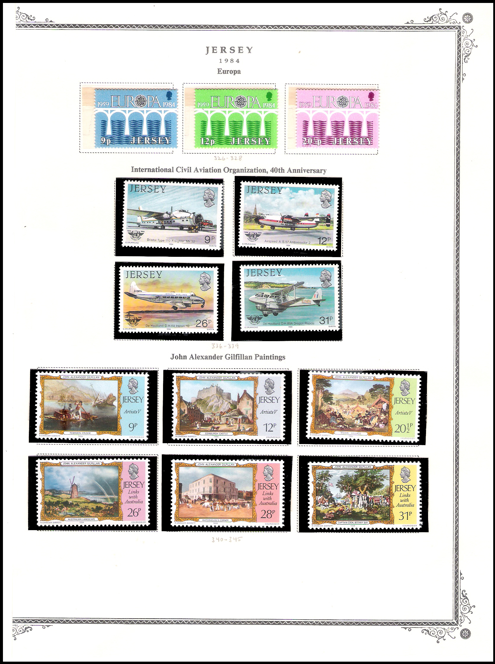 3 SHEETS 1984 GB Jersey