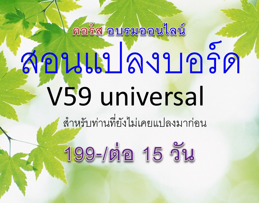 คอร์สสอนแปลงบอร์ด V59 (15วัน)