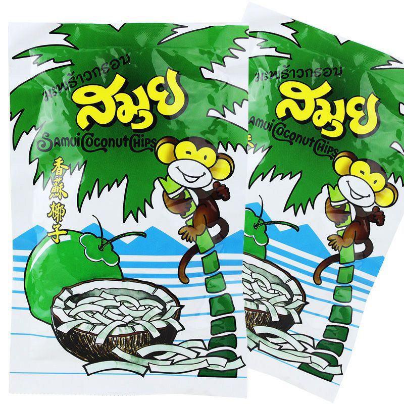 (10ซอง/ห่อ) มะพร้าวอบกรอบ อบแห้ง ตราสมุย 40 กรัม Samui Coconut chip 40 g