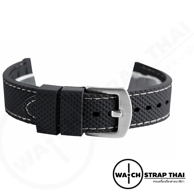 สายนาฬิกายาง SET03 เดินด้ายขาว Rubber Watch Strap White มีขนาด 20,22 mm