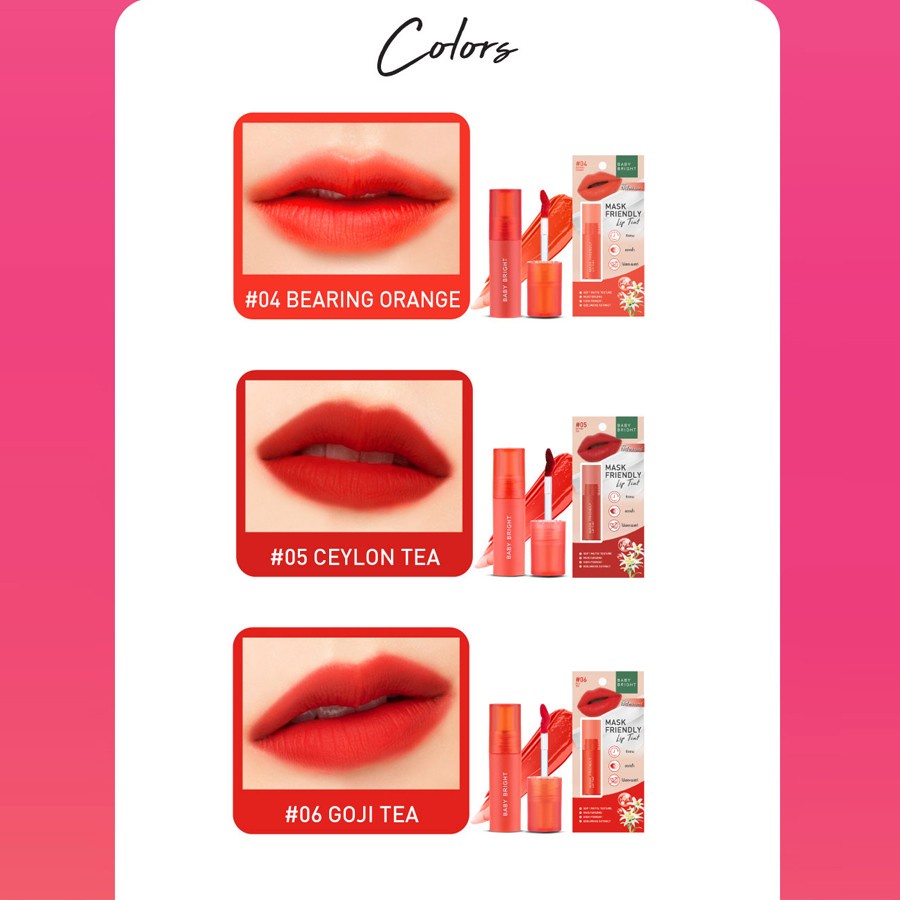 BABY BRIGHT Mask Friendly Lip Tint แมสก์เฟรนด์ลี่ ลิปทินท์ 2.4กรัม เบบี้ไบร์ท ลิปใบเฟริน ลิปไม่ติดแมส
