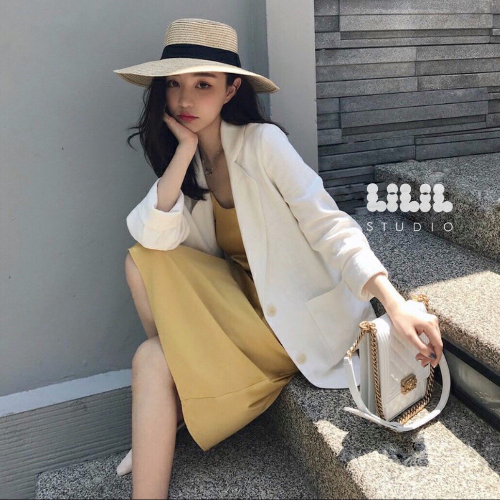 เสื้อคลุมลำลอง เนื้อผ้าฝ้ายลินิน กระเป๋าด้านหน้า ไม่หนา ใส่ลำรอง