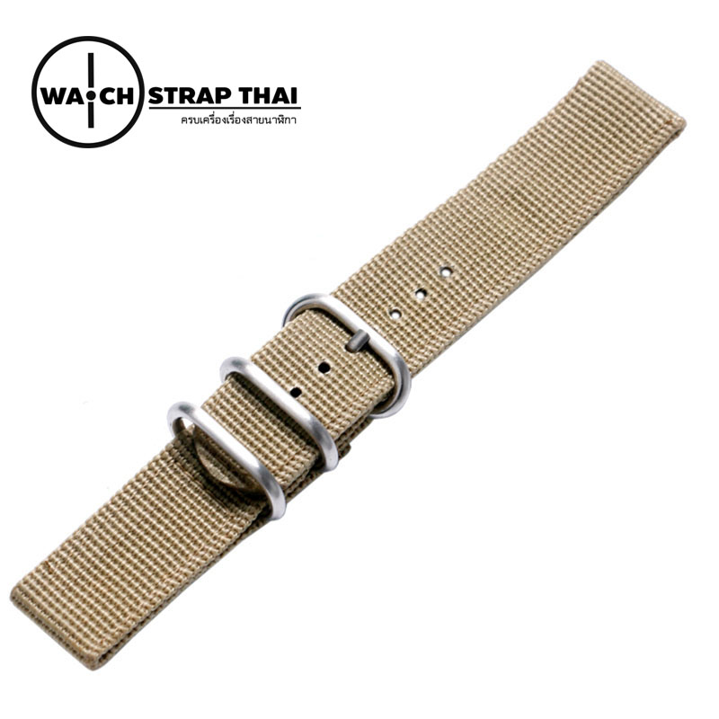 สายนาฬิกา สายนาฬิกาผ้าไนลอน SET02 Black Nylon Watch Strap สีครีมกากี Kaki มีขนาด 20 , 22 mm