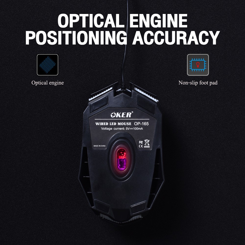 OP-165 OKER MOUSE USB LED MO-OK-OU-165BK