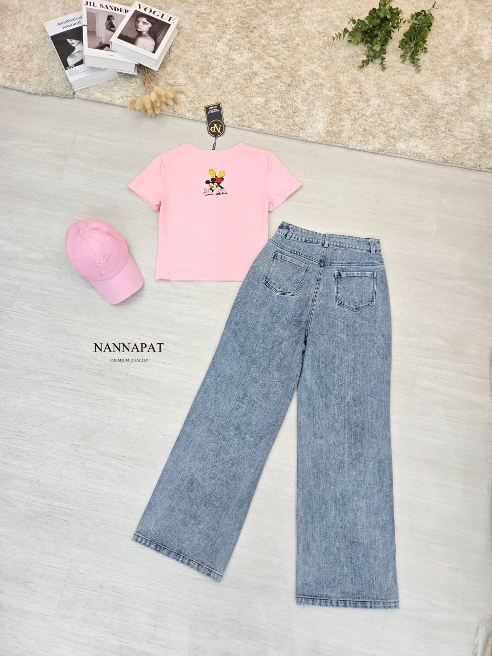 🎗 TAG :: NANNAPAT (NP) 🎗️ CONCEPT SET เสื้อยึดผ้าดีมาก +กางเกงยีนส์แท้ฟอกซีด ทรงสวย +หมวกเซ็ทนี้ได้ไป 3 ชิ้นเ