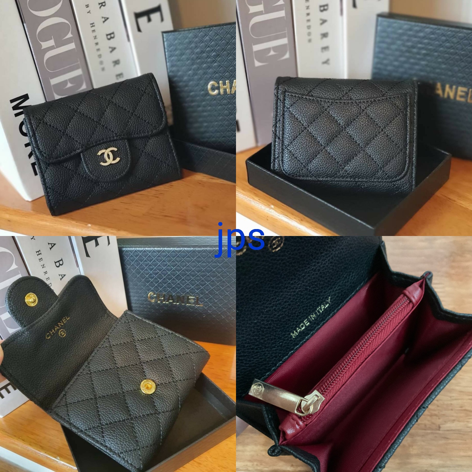 กระเป๋าสตางค์ใบสั้นใส่บัตรใส่เหรียญไฮโซเก๋ ๆ แบรนด์เนมชาแนลพรีเมี่ยมกิ๊ฟสีดำหนังคาเวียร์อะไหล่ทอง Chanel Premium Gift Bag
