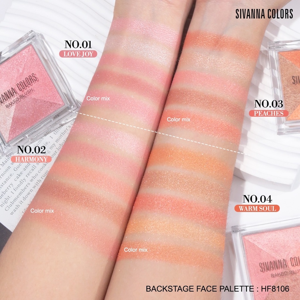 Sivanna Backstage Face Palette 9กรัม HF8106 ซีวานน่า แบคสเทจ เฟส พาเลทท์ ปัดแก้ม