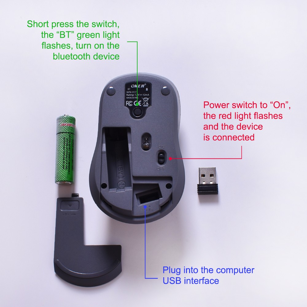 OKER V17 WIRELESS MOUSE BLUETOOTH 1600DPI SKU-02960