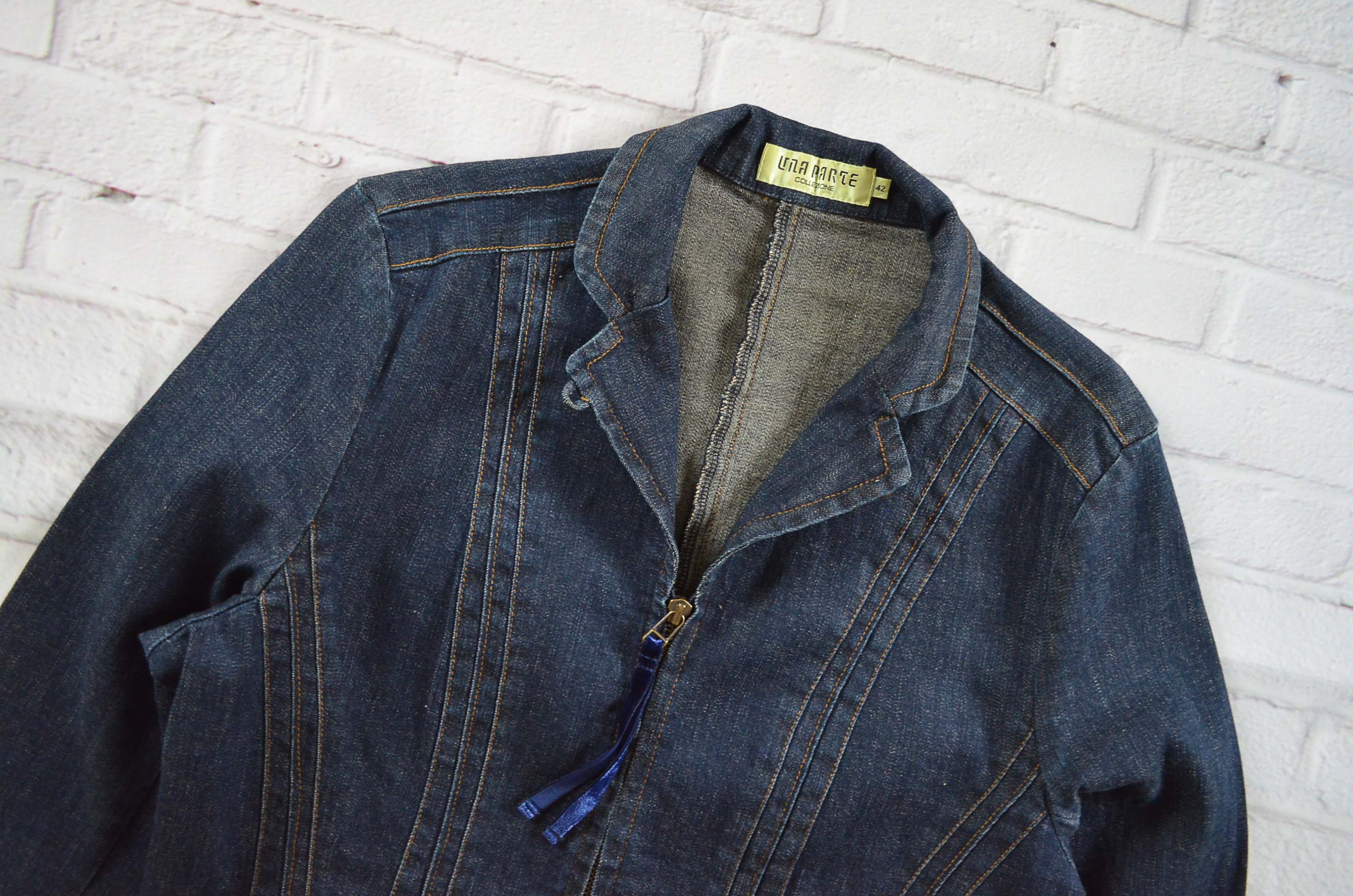 JEANS อกจริง35' (S) เสื้อแจ็คเก็ตยีนส์ เสื้อยีนส์แขนยาวหญิงชาย ทรงสูทผ้ายีนส์นุ่มใส่สบาย