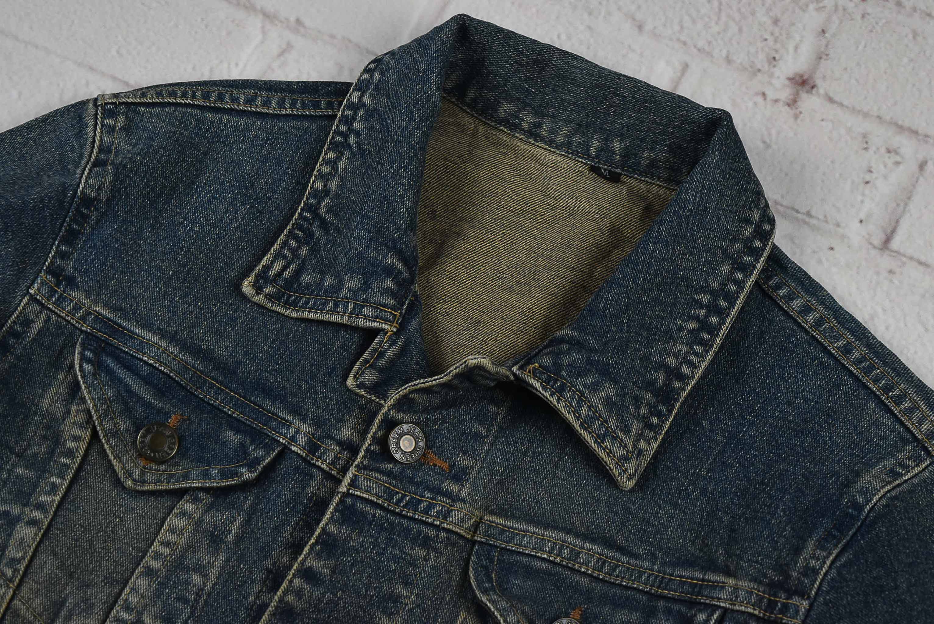 JEANS อกจริง 33 ไซส์ XS เสื้อแจ็คเก็ตยีนส์ แขนยาว ผู้หญิง สีเข้ม ผ้ายืด เนื้อผ้านุ่มใส่สบาย ใส่คลุมกันแดด