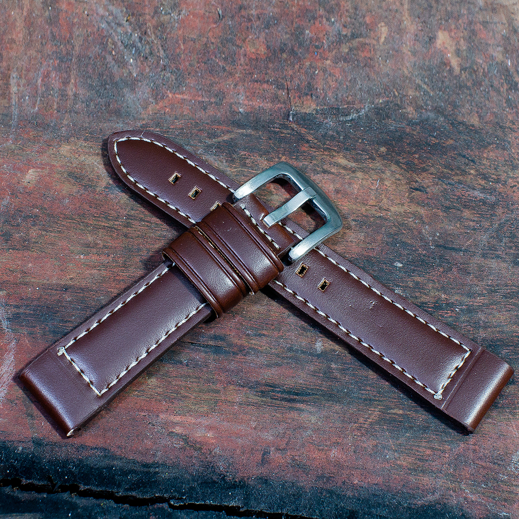 สายนาฬิกา สายนาฬิกาหนังวัว SET06 Leather Strap สีน้ำตาลเข้ม Dark Brown Leather Watch Strap 20,22 mm