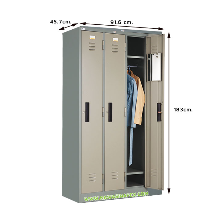 ตู้เสื้อผ้าเหล็กล็อคเกอร์ 3 ประตู LK-003