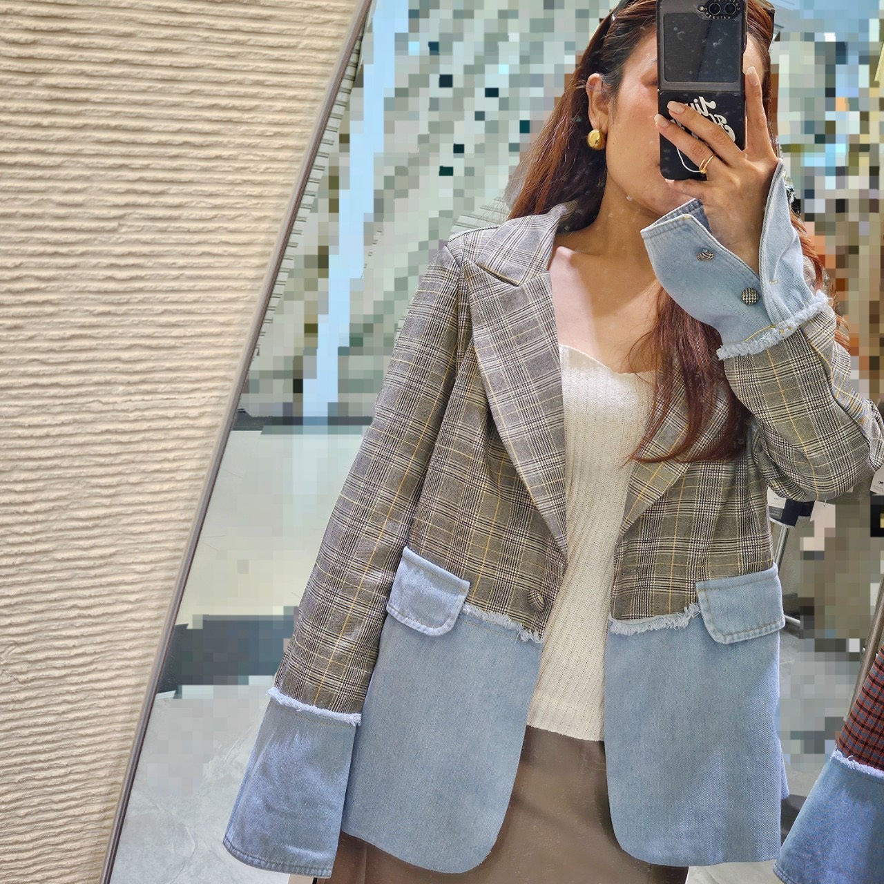 🏻LILIL BLAZER🫶🏻 เบลเซอร์ตัดต่อผ้าสูทสก็อต oversized มีซับใน ไม่หนา ไม่ร้อน ทรงสวย ใส่สบาย สายแฟ ต้องมีค่ะ