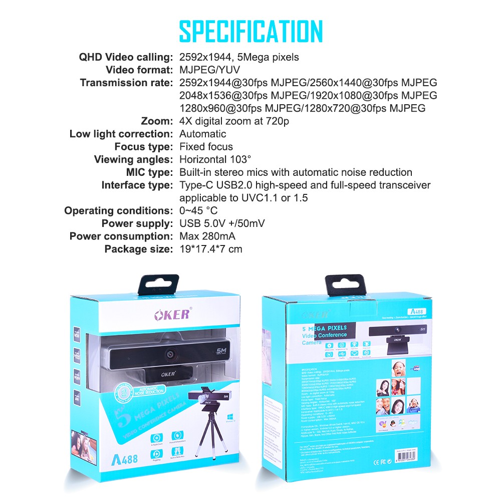 A488 OKER WEBCAM FULL HD 5m CM-OK-HD-A488A