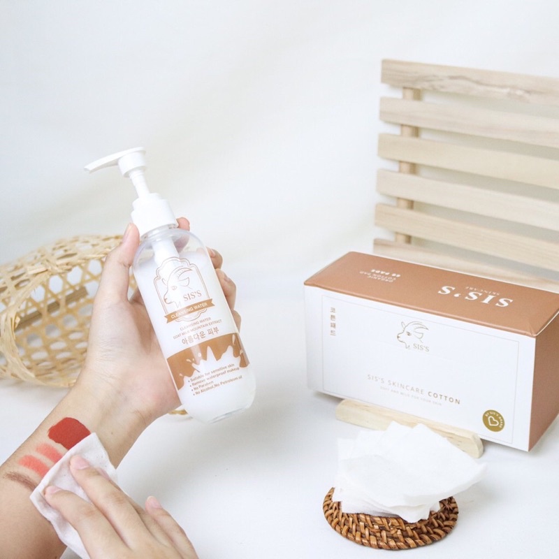 คลีนซิ่งนมแพะ SIS'S Cleansing Water Goat Milk 200 ml ทำความสะอาดผิวและเซ็ดเครื่องสำอาง หน้านุ่มเด้ง