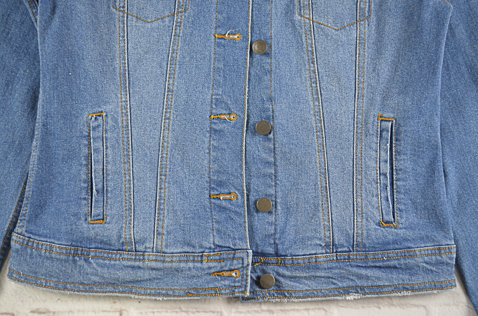 Universal Thread อกจริง38' (S) เสื้อแจ็คเก็ตยีนส์ เสื้อยีนส์แขนยาวหญิงชาย ผ้ายีนส์ยืด ไม่แข็งใส่สบาย มีกระเป๋าข้างนอกและใน ใส่คลุมกันแดด