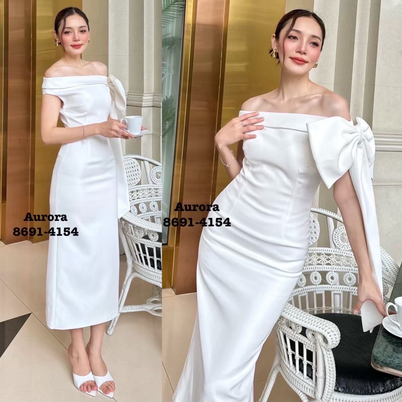 Label :: AURORA by RAMI-PAPHA เดรสเปิดไหล่โทนสีขาว สวยดูดีมีสไตล์ ด้านข้างซ้ายมือแต่งคล้ายโบว์ สวยงดงามคร่าาา งานผ้าดี๊ดี ผ้าดีมากๆ อกเสริมฟองน้ำเพื่อทรงสวย มีซับใน มีซิปหลัง