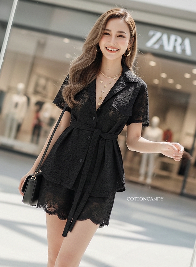 Tag#cottoncandy เซทลูกไม้ล่าสุด รุ่นนี้ทางร้านใช้ลูกไม้นำเข้าเนื้อดี ฉลุลายสวยมากๆ + พร้อมกางเกงขาสั้นงานส่งออกเกรดพรีเมี่ยม