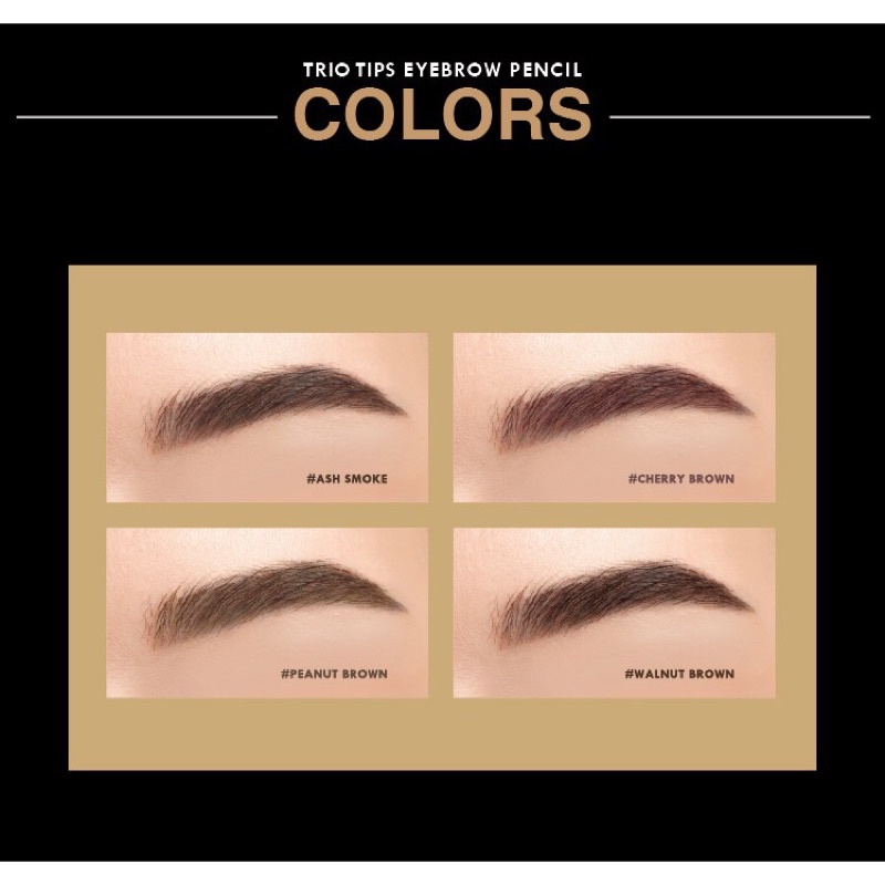 BROWIT TRIO TIPS EYEBROW PENCIL 0.20G+0.65G ดินสอเขียนคิ้ว 3 Step ในแท่งเดียว มาพร้อมกับการดีไซน์หัวดินสอทรงเพชร