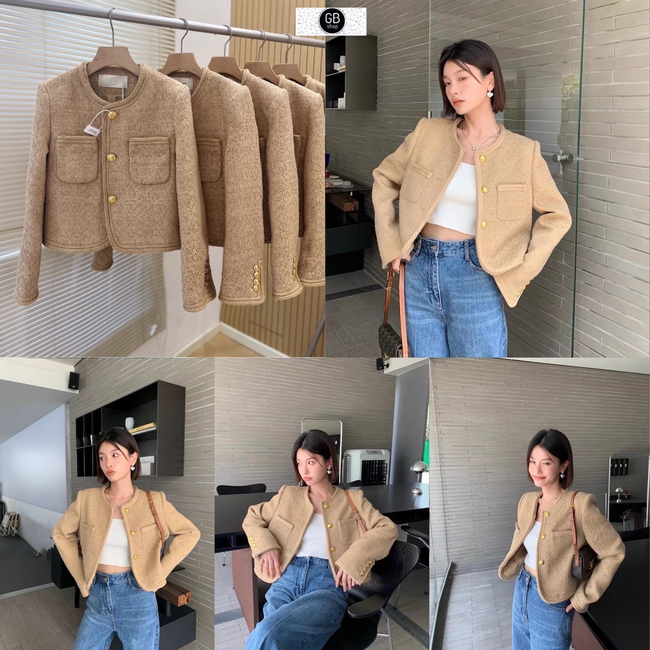 ||| GB SHOP ||| Blazer ผ้าทวิต แต่งกระดุมทอง เนื้อผ้าดี งานมีซับในสวย TAG : SUO NI SHA 🇰🇷