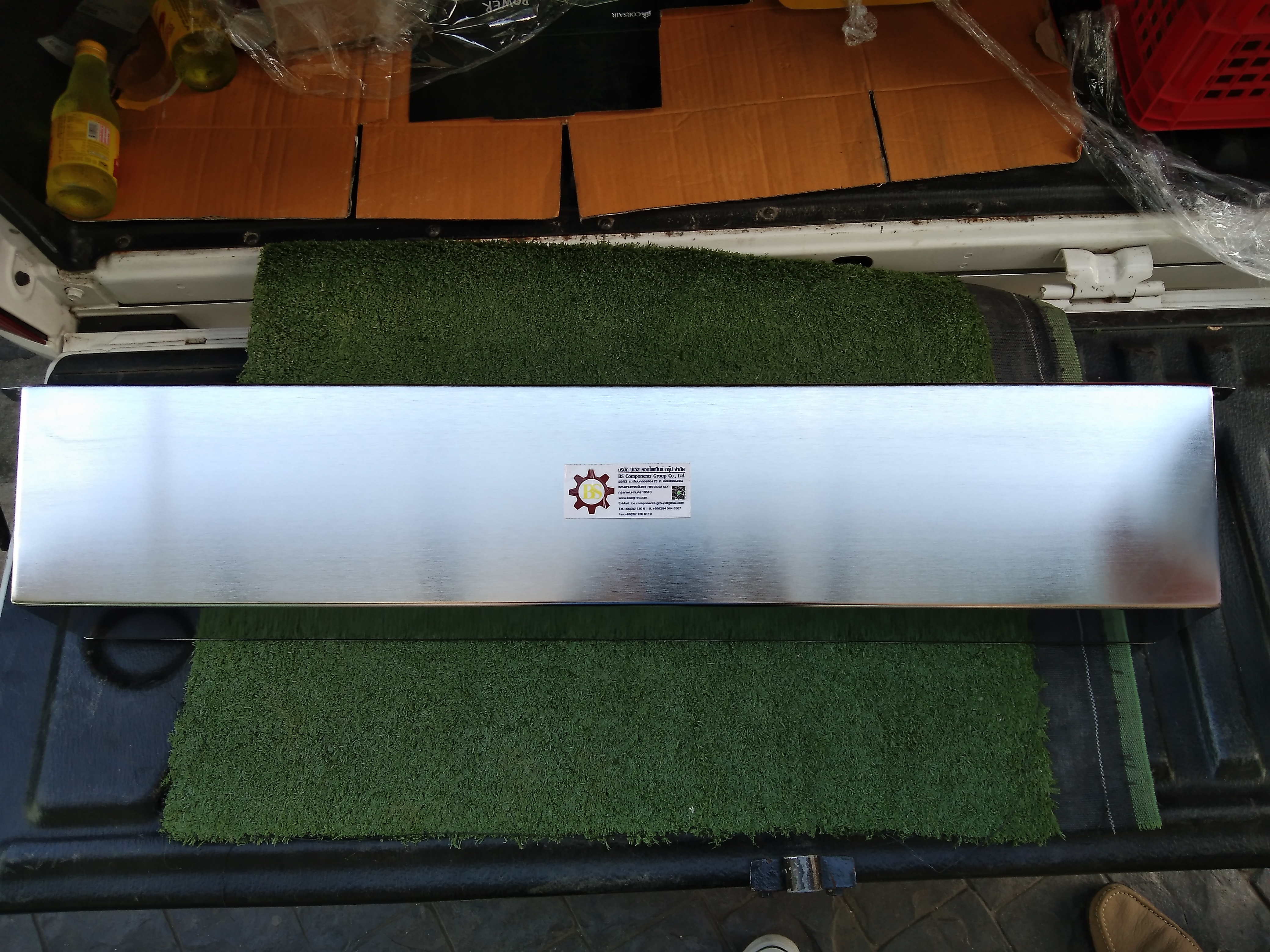 กล่องสแตนเลสด้านบนสโลป POWER PLUGS (B) W800xH150xD150mm.