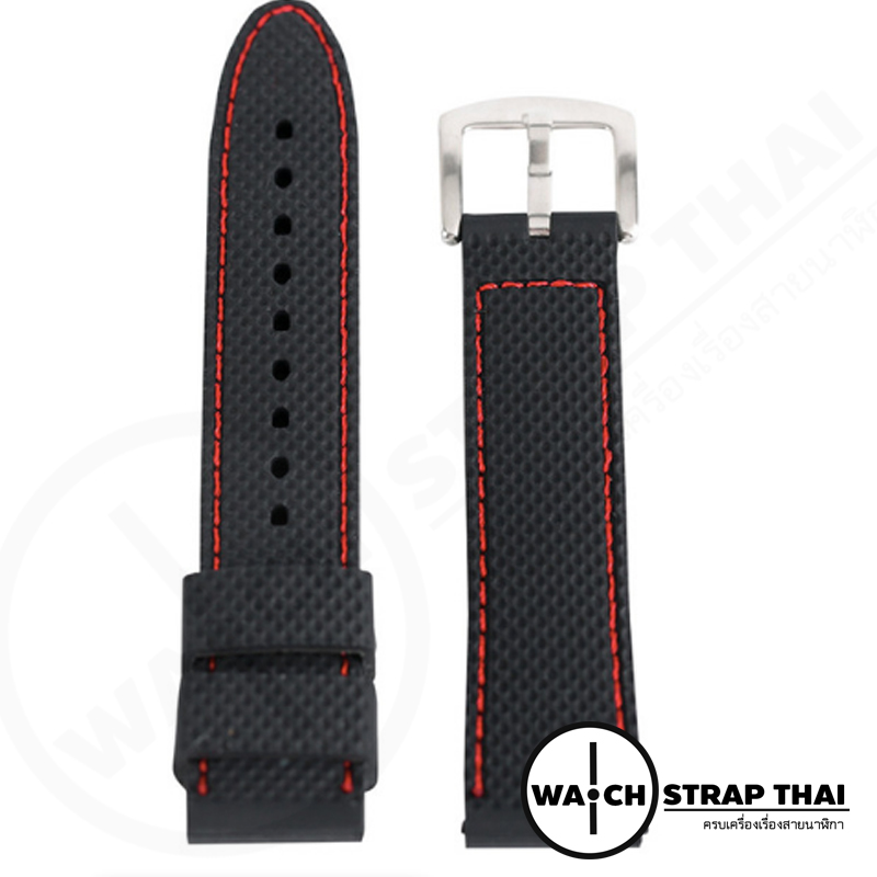 สายนาฬิกายาง SET03 เดินด้ายแดง Rubber Watch Strap Red มีขนาด 20 mm