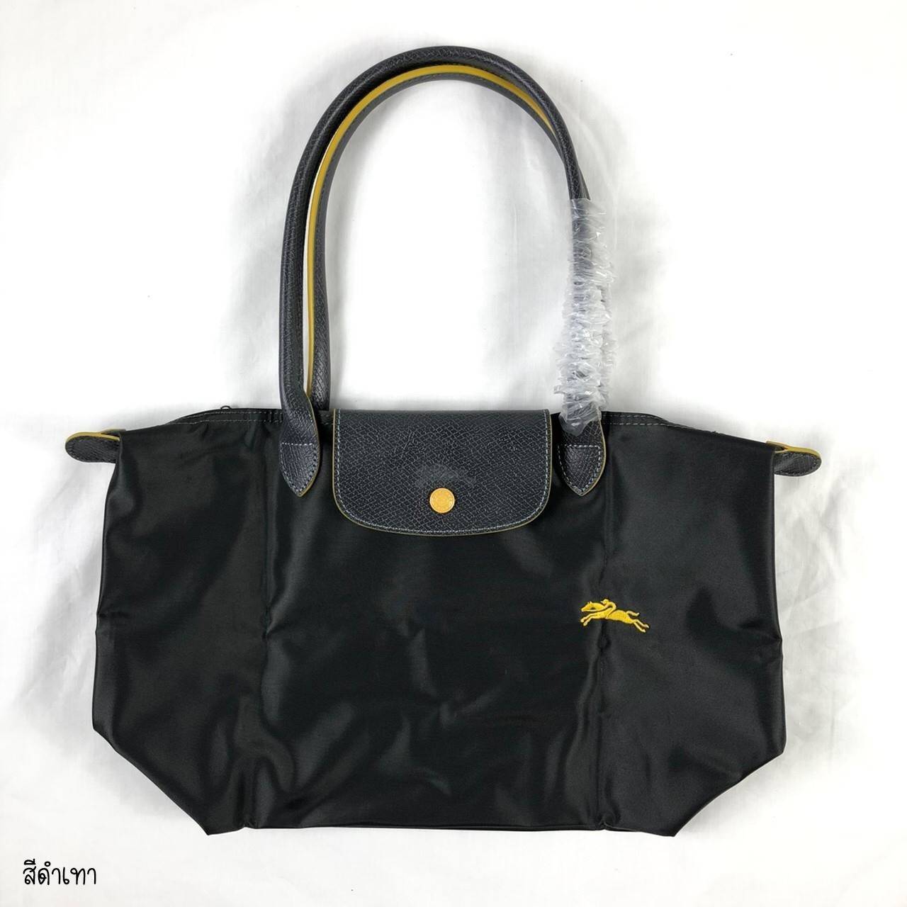 กระเป๋าสะพายลองฌอมป์หูยาว Longchamp-สีดำเทา Size S