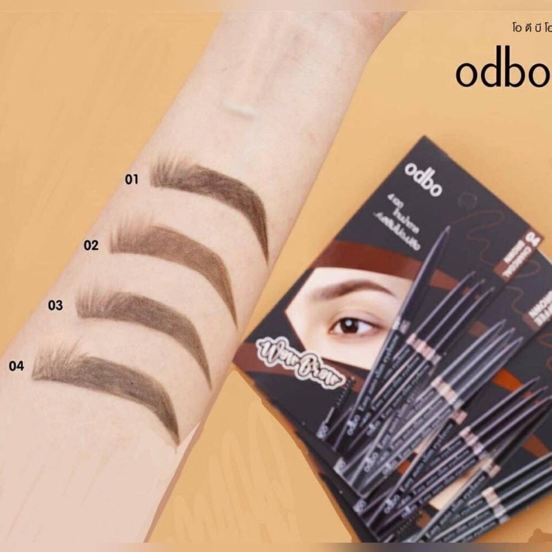 odbo Wow Brow Easy Auto Slim Eyebrow 0.1g #OD781 โอดีบีโอ ดินสอเขียนคิ้ว ที่เขียนคิ้ว แบบออโต้ สลิม พร้อมแปรงปัดคิ้ว
