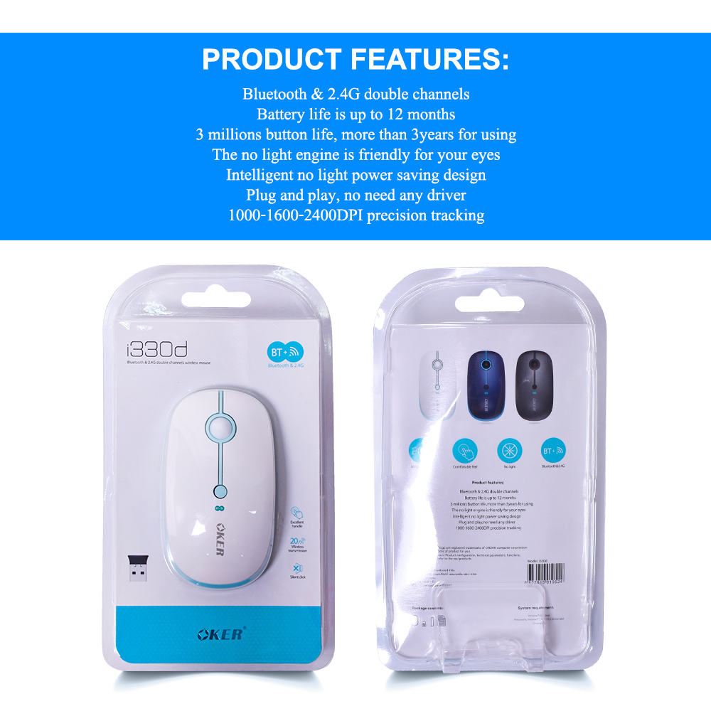 i330 OKER BLUETOOTH +WIRELESS MOUSE MO-OK-WL-330XX