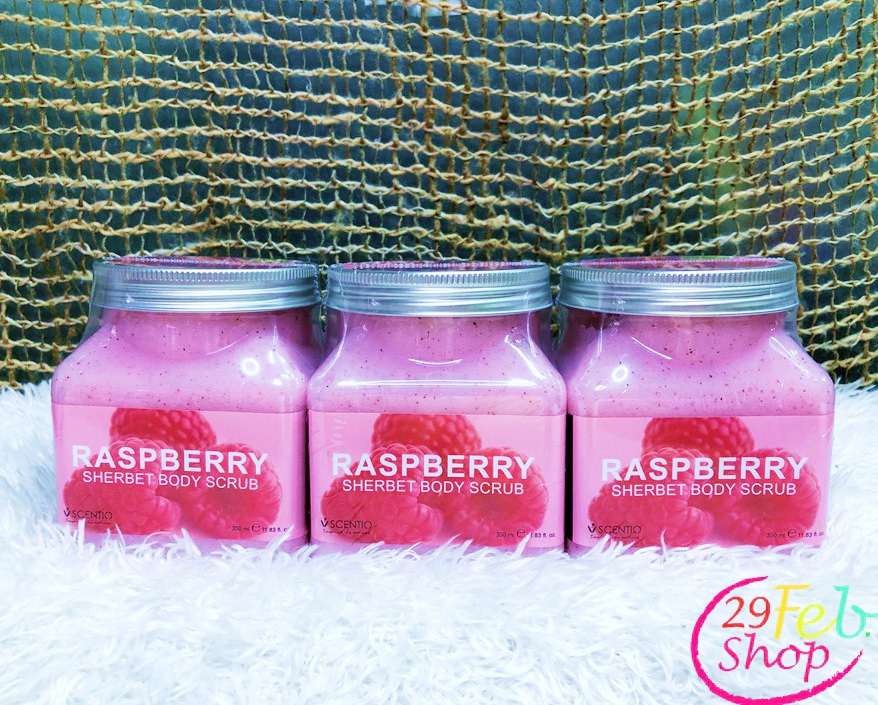 Scentio Raspberry Sherbet Body Scrub เซนทิโอ ราสเบอร์รี่ เชอร์เบท บอดี้ สครับ 350 ml