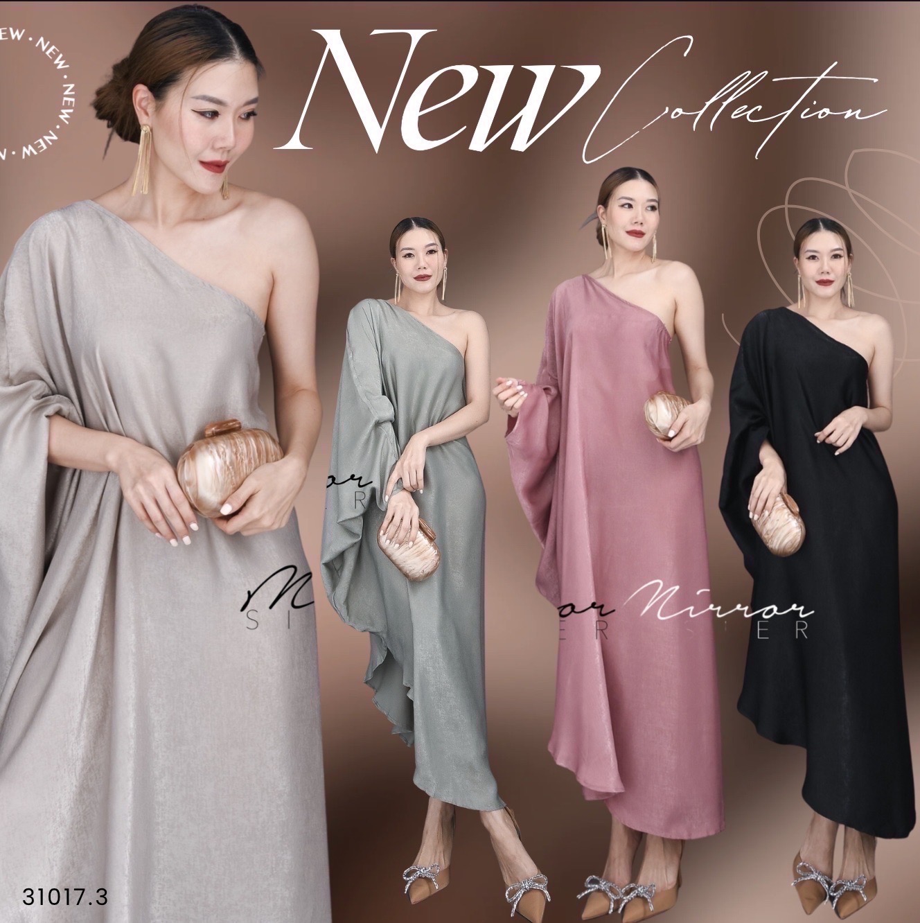 MiRRoRSiSTER's CiCi SiNGLE SHoULDER DReSS•• เดรสไหล่เดียว ทรงสวยเรียบๆแต่โก้ เนื้อผ้าซิลค์ซาตินนุ่มลื่นสวยหรู ใส่ออกงานได้ลุคสวยไฮโซ ทรงหลวมๆอำพรางหุ่นใส่สบาย ใส่แล้วสวยผ่องทุกเฉดสี
