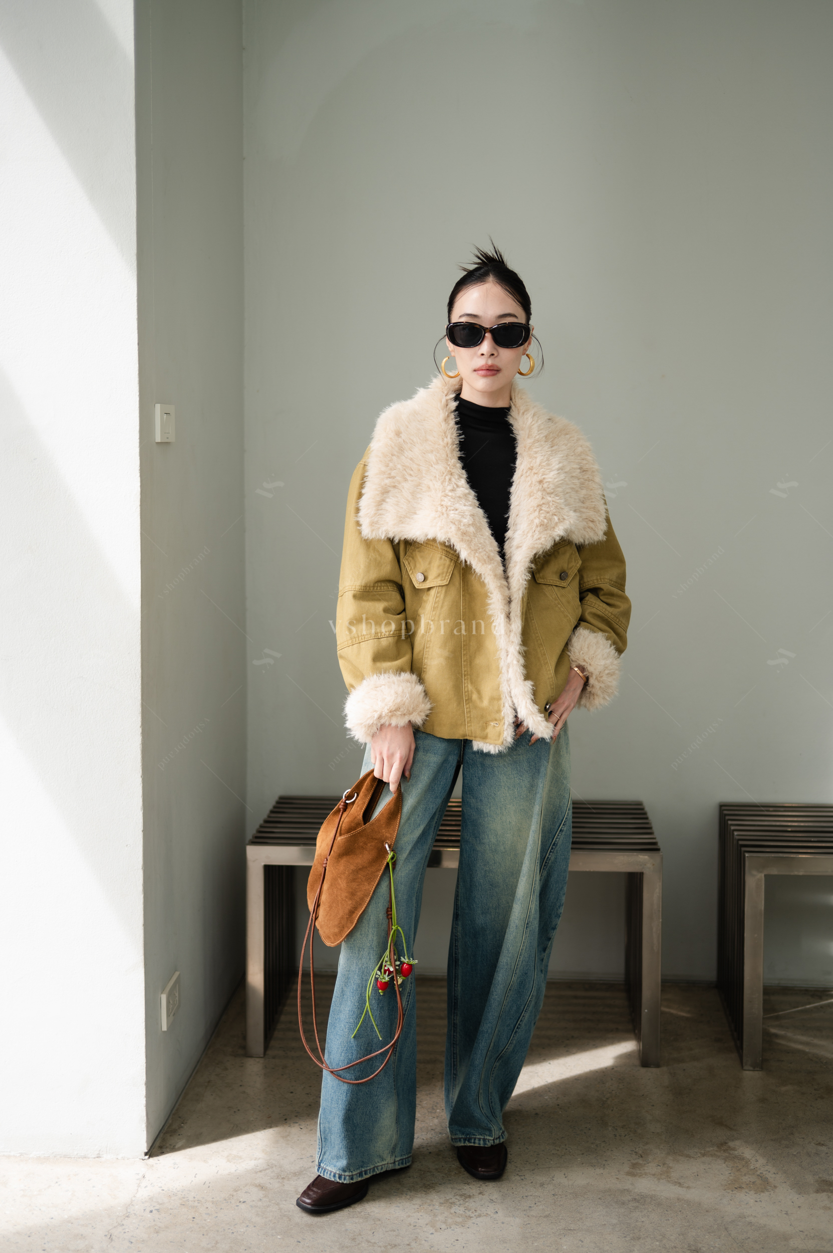 แจ็คเก็ตยีนส์ตีเกร็ดหน้า ปกเฟอร์