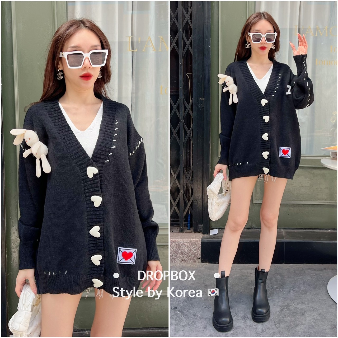 Korea Cadigan With Envelope & Bear 3D Brooch เสื้อใหม่พรหมคาดิแกนแขนยาวรุ่นนี้น่ารักมากมาพานิ่มทรงสวย