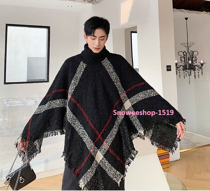 ผ้าคลุมไหล่ผู้ชาย ผ้าแคชเมียร์ผสมไหมพรมสไตล์ตะวันตกใส่กันหนาว กันลม กันหยดน้ำได้ดี ลายวินเทจแบบสวมแต่งปกคอสูงใส่สบาย มี 2 สี ฟรีไซ
