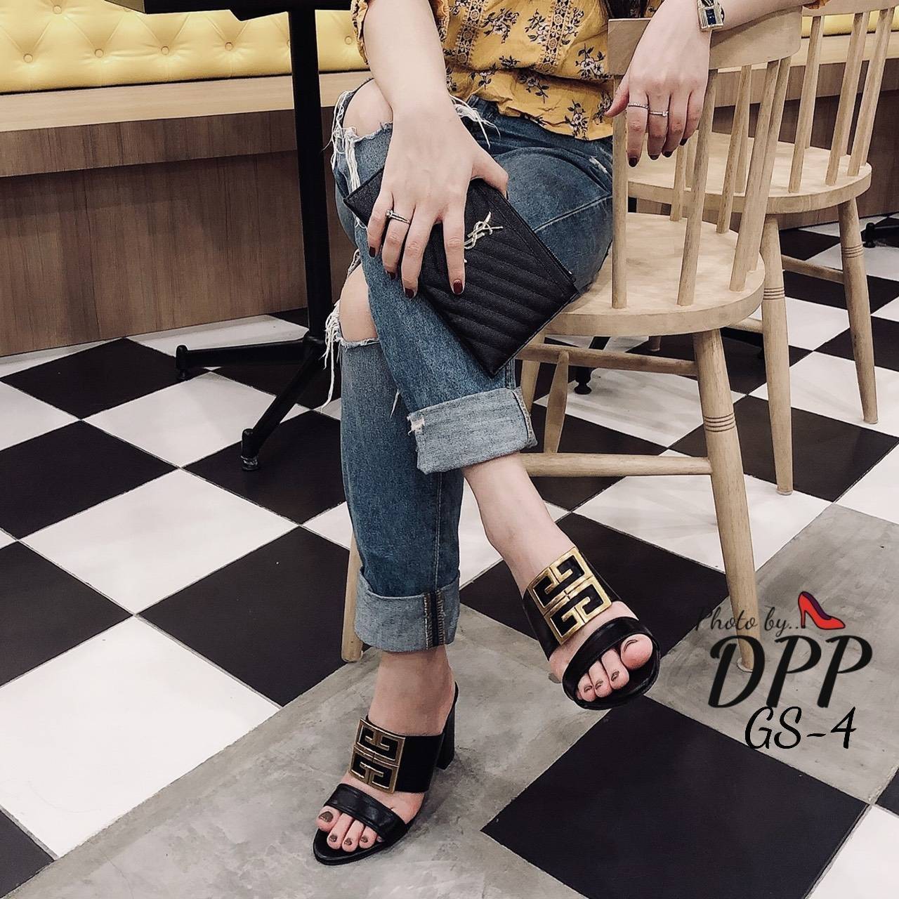 รองเท้าไฮโซส้นสูง3นิ้วแบรนด์เนมจีวองชี่Givenchy เรียบหรูดูแพง สไตล์วินเทจ สีดำ-size37