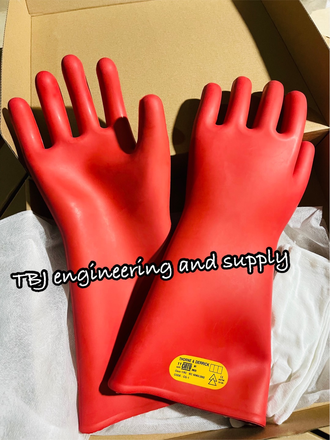 ถุงมือกันไฟฟ้าดูด Class 1 ( Max 7,500 Volt)