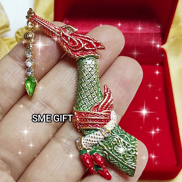 หัวเรือสุพรรณหงส์ สีเขียว พร้อมกล่องกำมะหยี่และถุงไหมแก้ว GP20014 ชิ้น