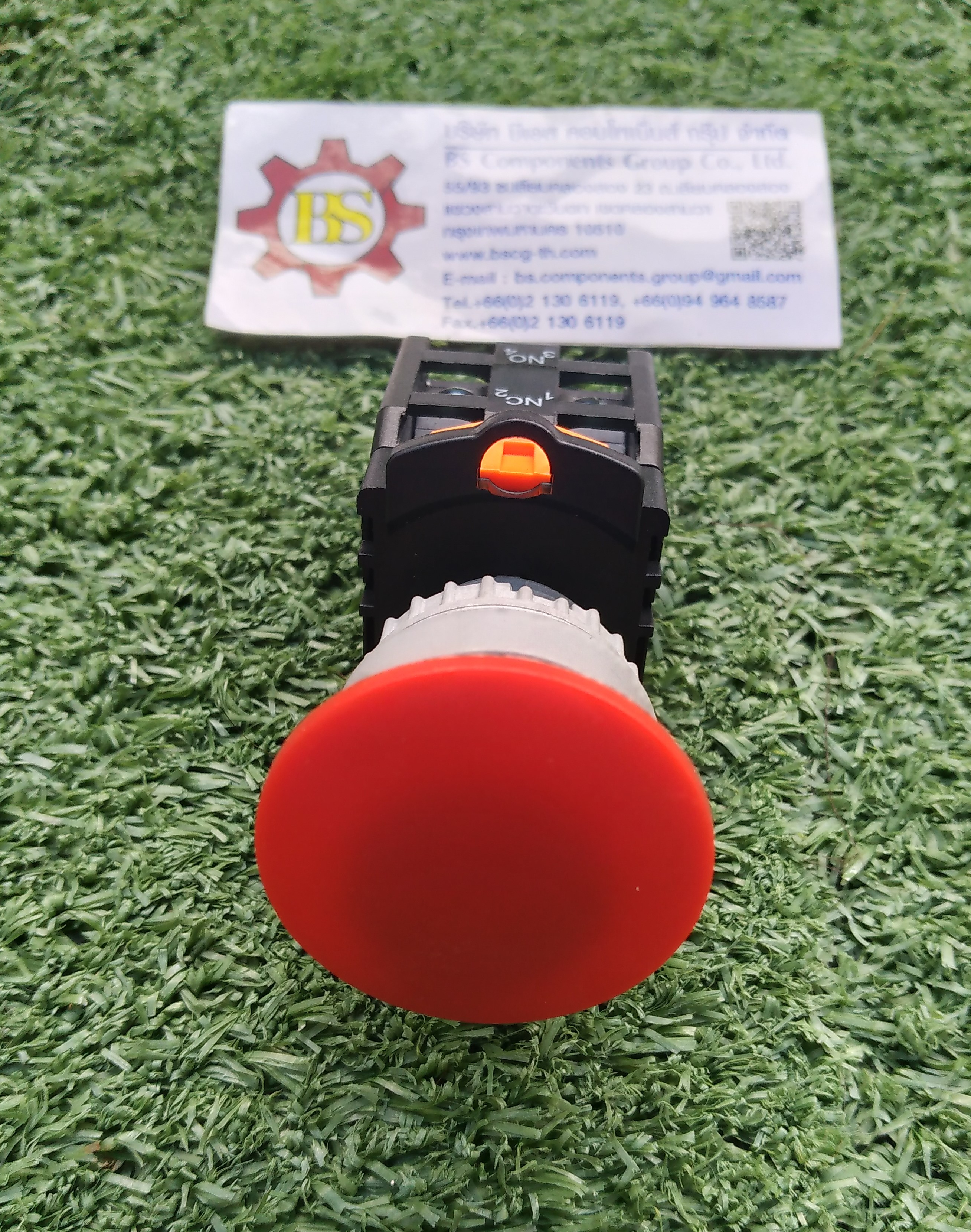 TEND : สวิตช์กดหัวเห็ด 25mm. 1NO+1NC สีแดง