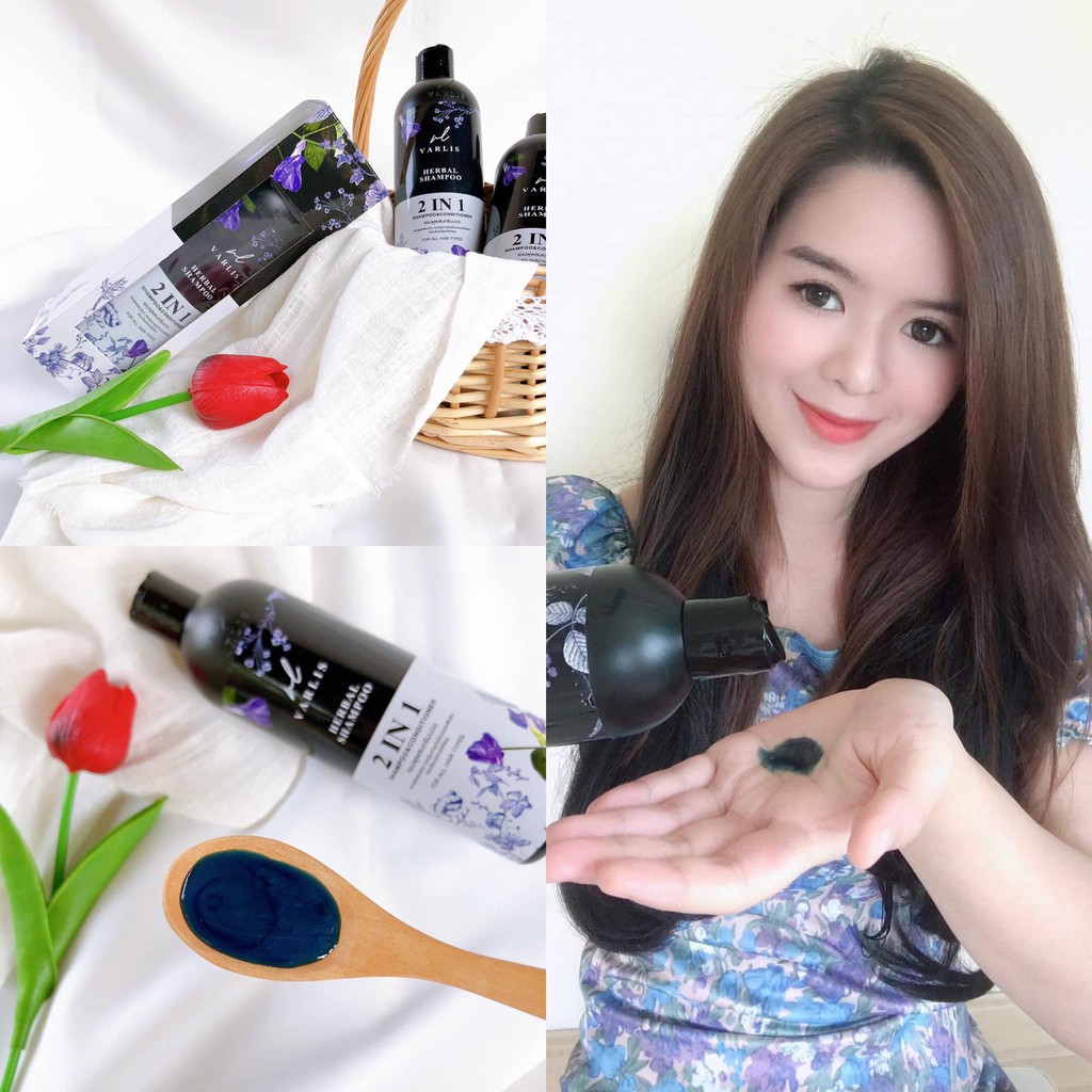 Varlis Herbal Shampoo 400ml วาริส แชมพูผสมครีมนวดสมุนไพร 2 in 1 ออแกนิค ลดผมร่วง 400 มิลลิลิตร