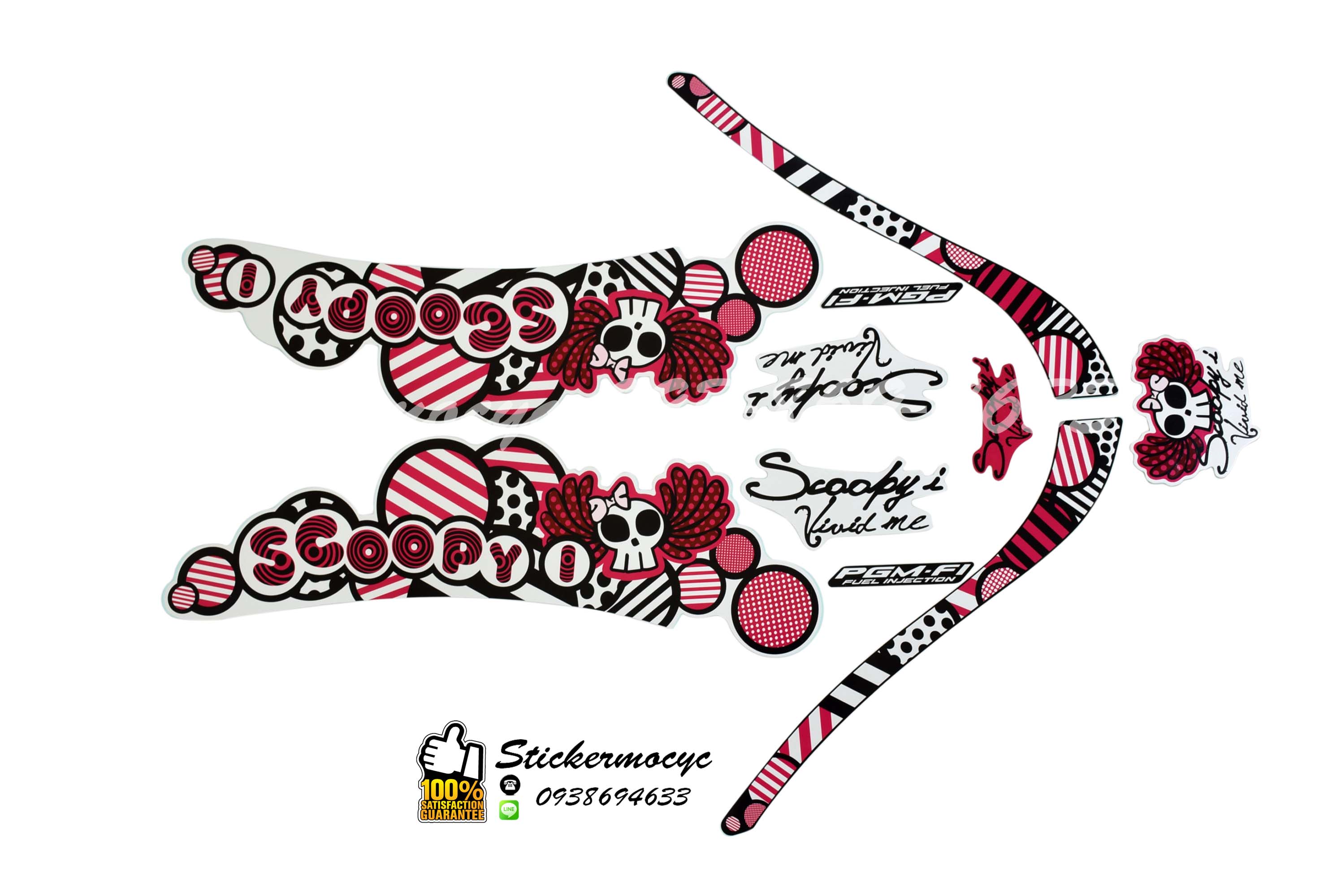 Sticker 3M HONDA Scoopy i ปี 2010 รุ่น 6 Vivie ติดรถสี ขาวชมพู สติ๊กเกอร์แท้ 3เอ็ม ติดรถมอเตอร์ไซค์ ฮอนด้า สกู๊ปปี้
